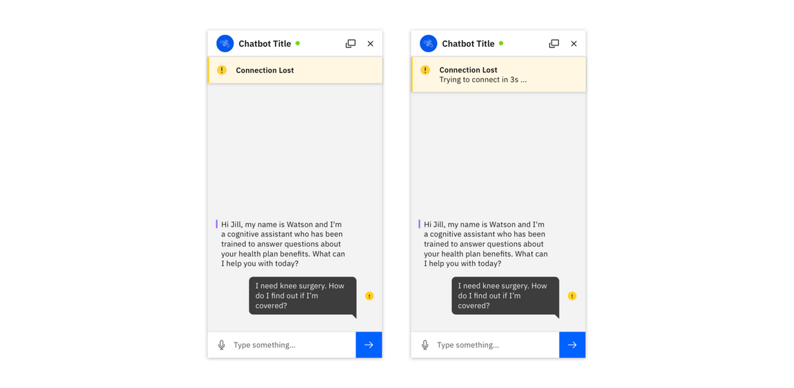 Chatbot error notification Chatbot error notification